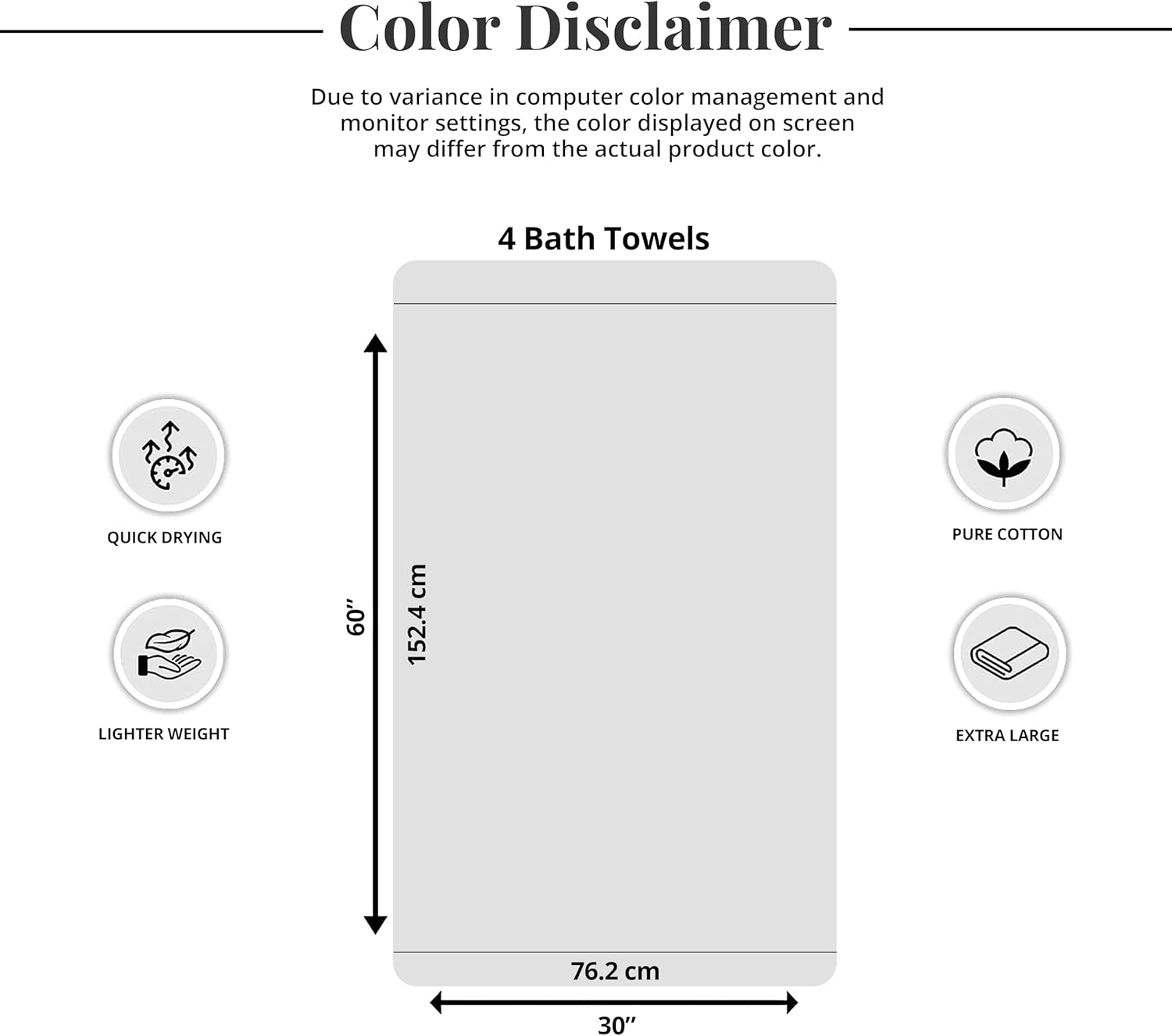 Tens Towels XL Cotton Bath Towels 4-Pack - Bath luxury furniture for sale - Image 5