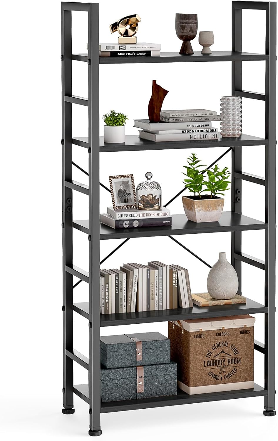 DUMOS 5-Tier Industrial Bookshelf - Bookshelves luxury furniture for sale - Image 2