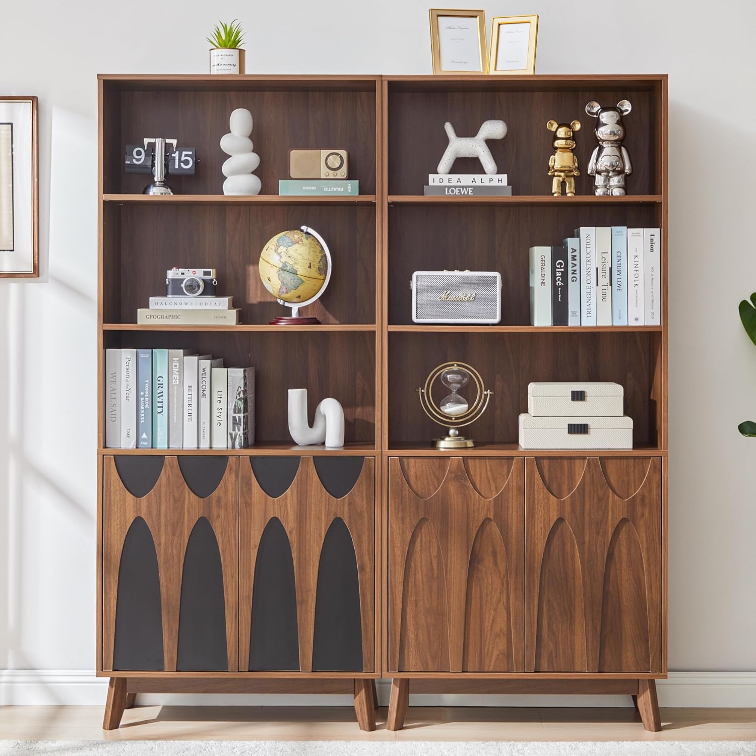 Bifins Mid-Century 5-Tier Wooden Bookshelf - Bookshelves luxury furniture for sale - Image 2