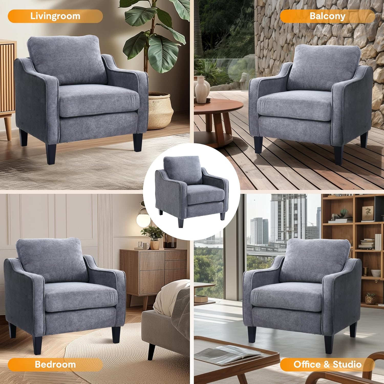 FLEXISPOT AC2 Mid-Century Modern Velvet Accent Chair - Chairs luxury furniture for sale - Image 3