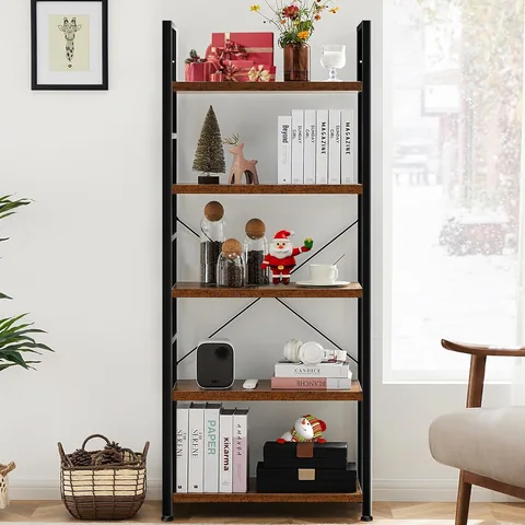 DUMOS 5-Tier Industrial Bookshelf
