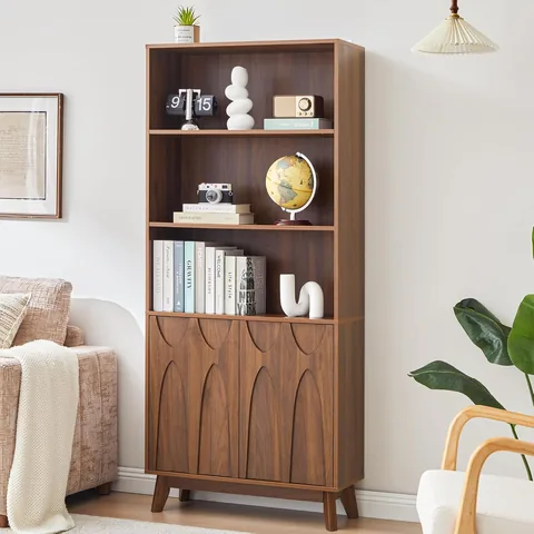 Bifins Mid-Century 5-Tier Wooden Bookshelf - Bookshelves luxury furniture for sale
