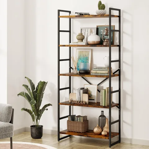 Shintenchi 5 Tier Industrial Bookcase