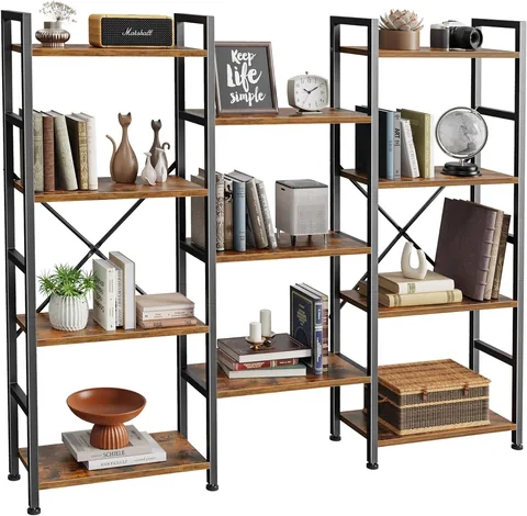 SUPERJARE Triple 4 Tier Bookshelf - Bookshelves luxury furniture for sale