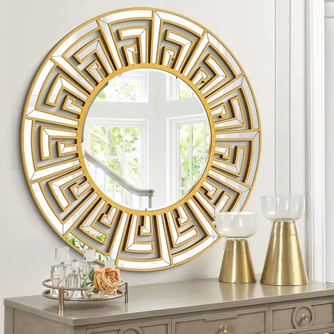 Autdot Gold Sunburst Round Wall Mirror - Home Decor luxury furniture for sale