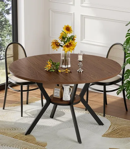 MECHYIN Round Farmhouse Dining Table