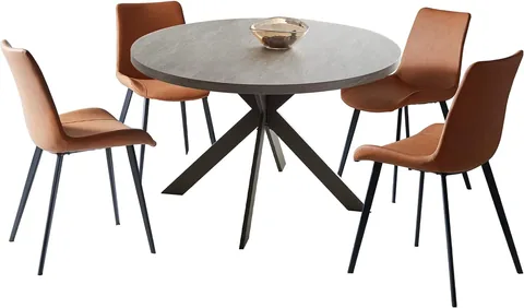 Zerifevni Dining Table Set Mid Century Modern with 4 Chairs - Tables luxury furniture for sale