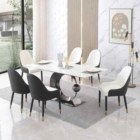 Legendstone 7 Piece Sintered Stone Dining Room Set - Tables luxury furniture for sale
