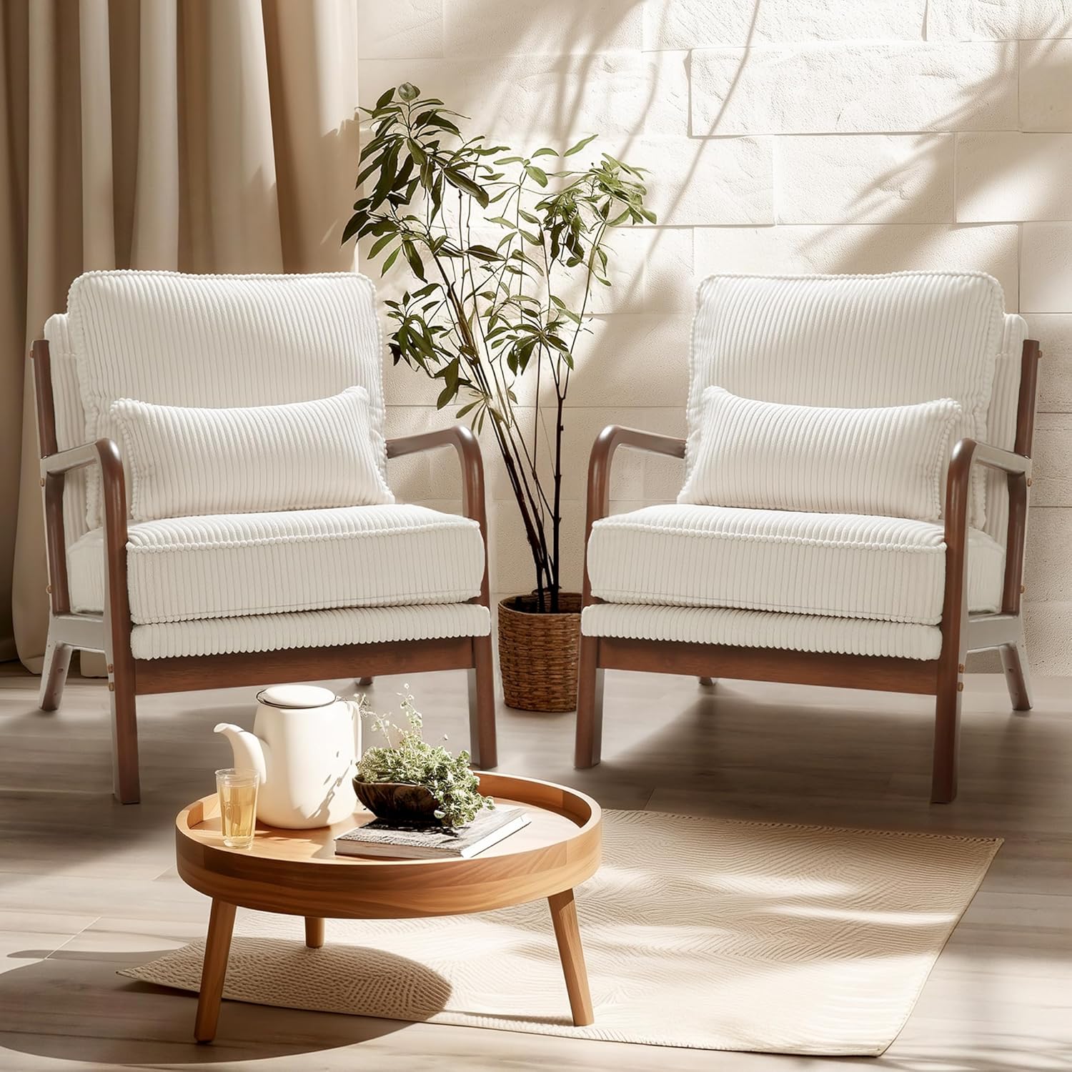 FLEXISPOT AC1 Accent Chair in White Corduroy