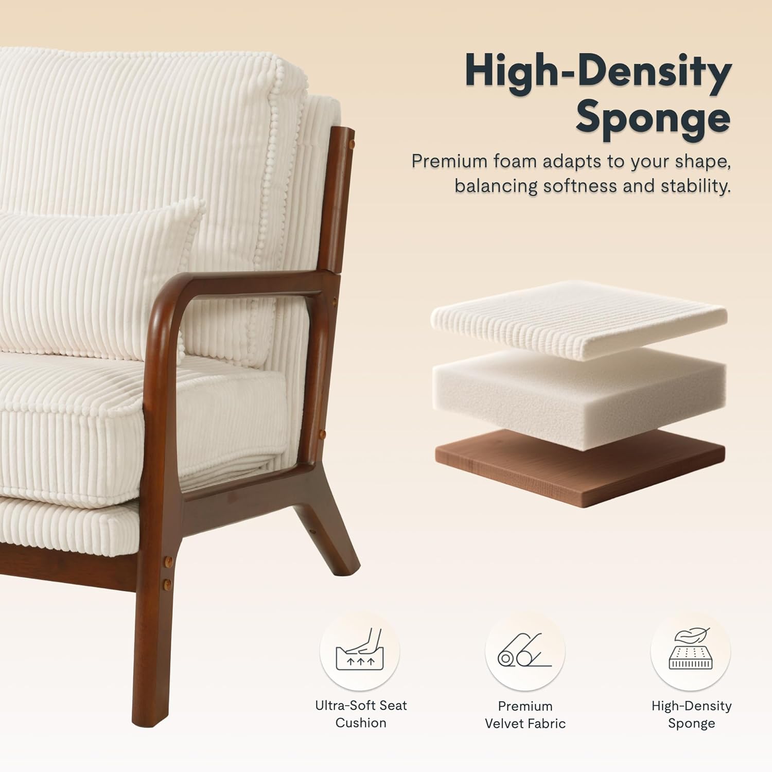 FLEXISPOT AC1 Mid-Century Modern Accent Chair - Chairs luxury furniture for sale - Image 4