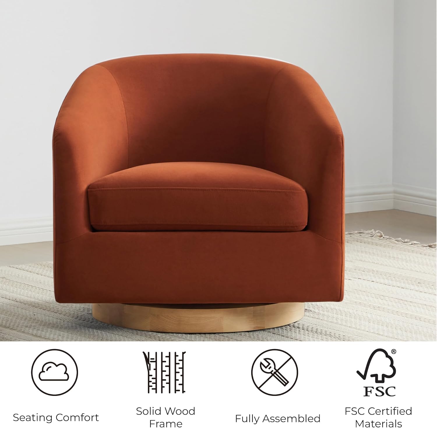 CHITA Velvet Swivel Barrel Chair - Chairs luxury furniture for sale - Image 4