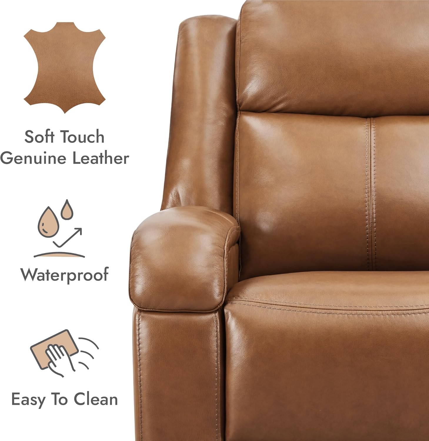 Watson & Whitely Genuine Leather Power Recliner - Chairs luxury furniture for sale - Image 2