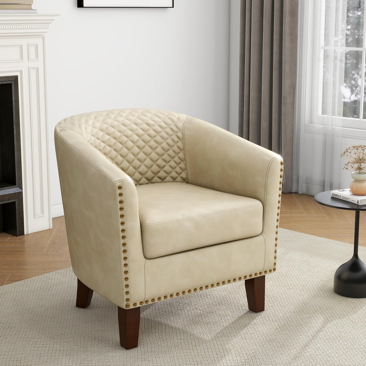 UIXE Faux Leather Barrel Chair - Chairs luxury furniture for sale - Image 1
