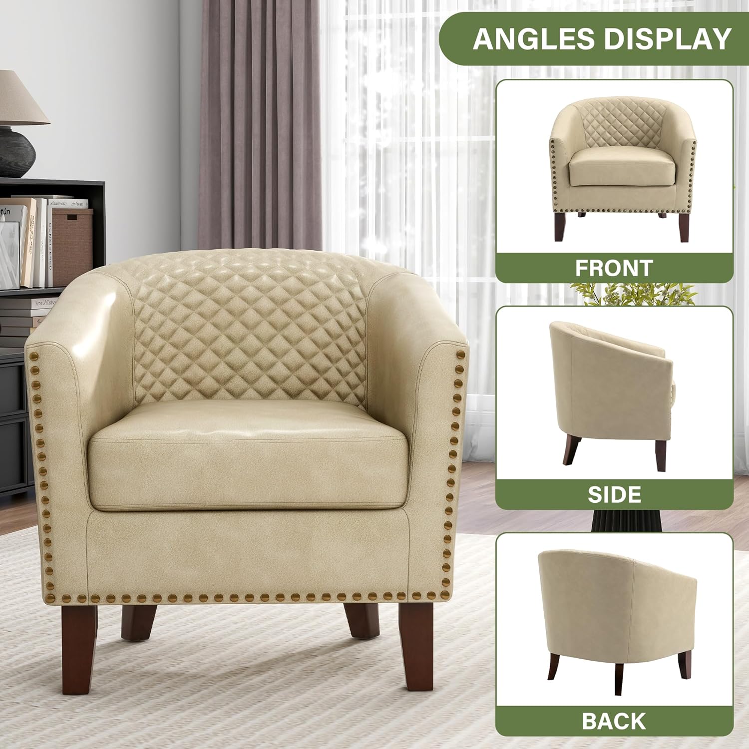 UIXE Faux Leather Barrel Chair - Chairs luxury furniture for sale - Image 4