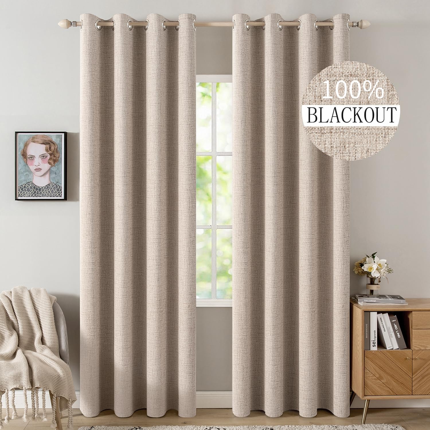MIULEE Blackout Curtains - Textured Linen