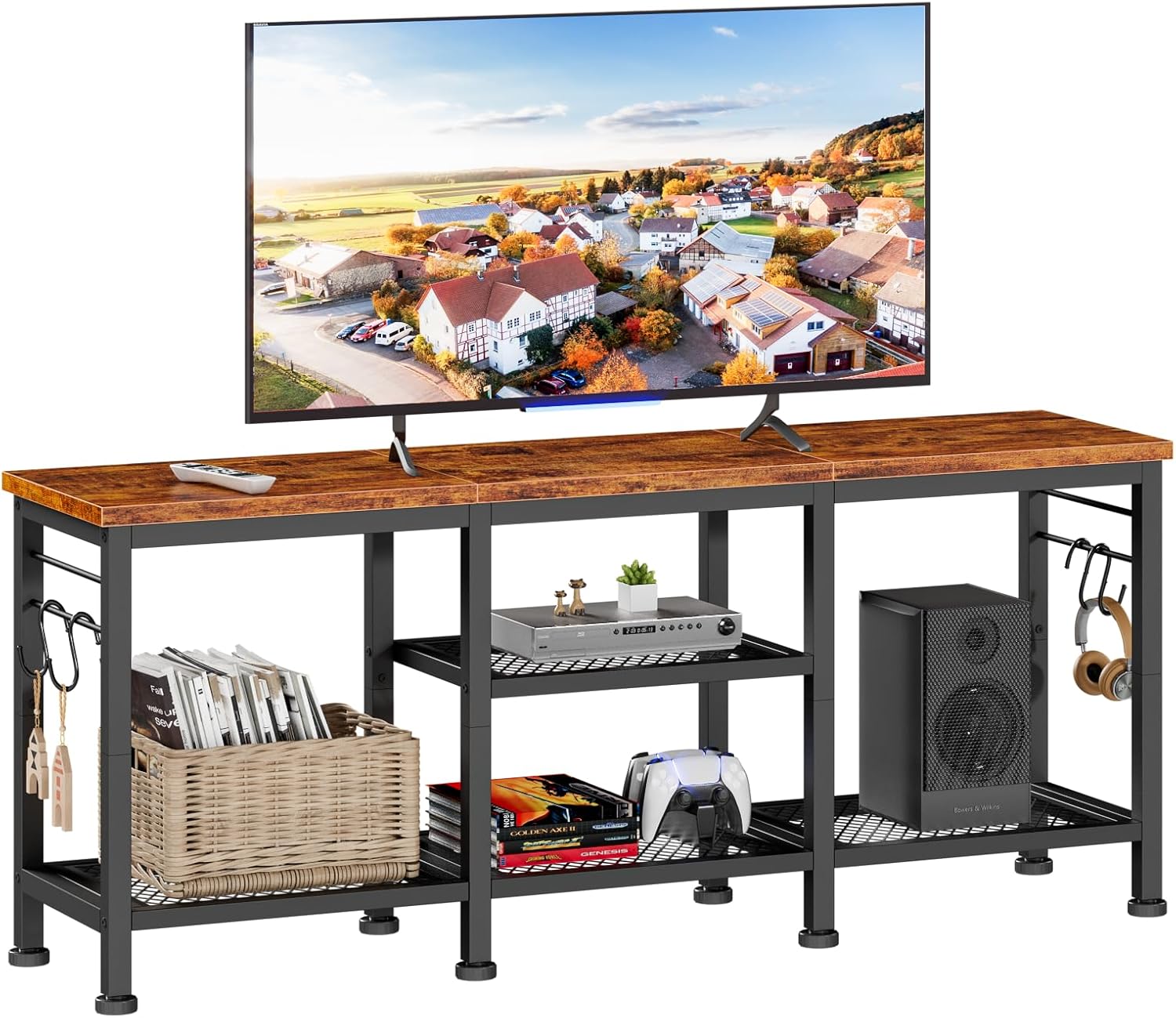 Furologee Rustic TV Stand with Storage - Entertainment Centers luxury furniture for sale - Image 1