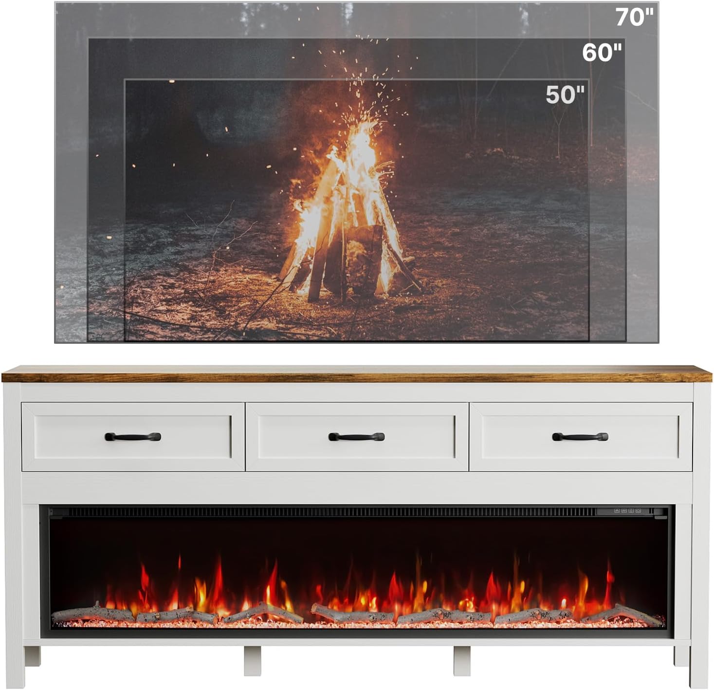 BVIUNTWO 65" Modern TV Stand with Electric Fireplace - Entertainment Centers luxury furniture for sale - Image 3