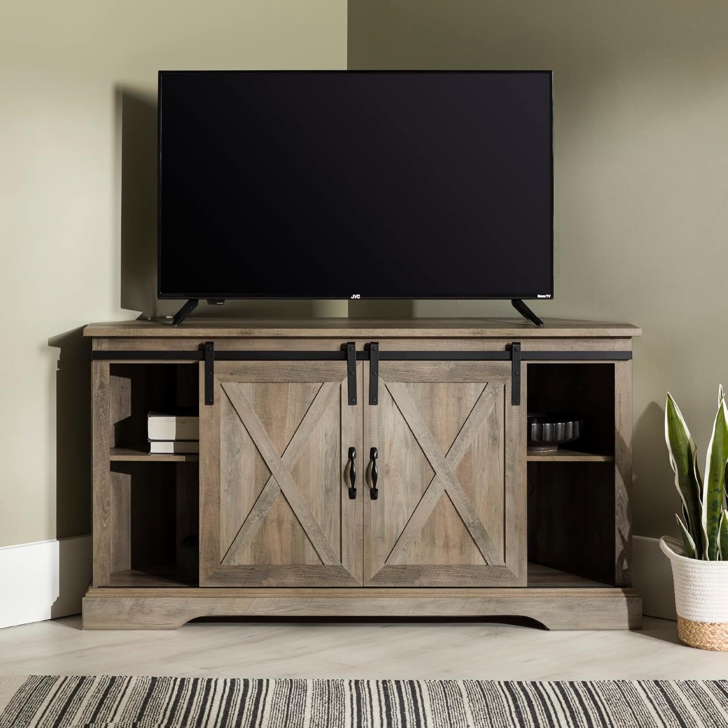 Walker Edison Everette Corner TV Stand for 58" TV - Entertainment Centers luxury furniture for sale - Image 4