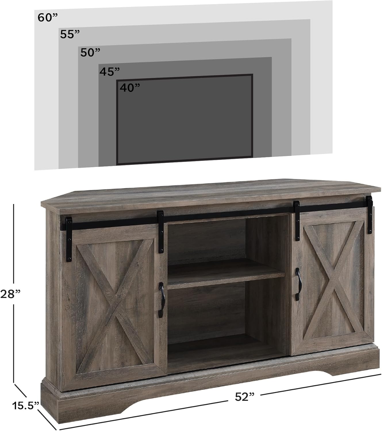 Walker Edison Everette Corner TV Stand for 58" TV - Entertainment Centers luxury furniture for sale - Image 5