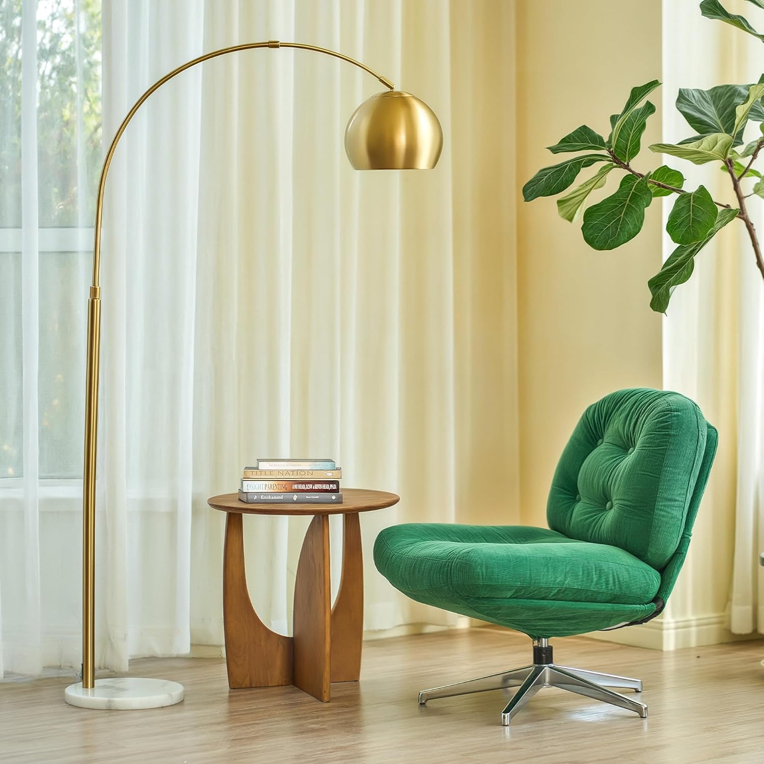 CO-Z Adjustable Gold Arc Floor Lamp with Marble Base - Lamps luxury furniture for sale - Image 1