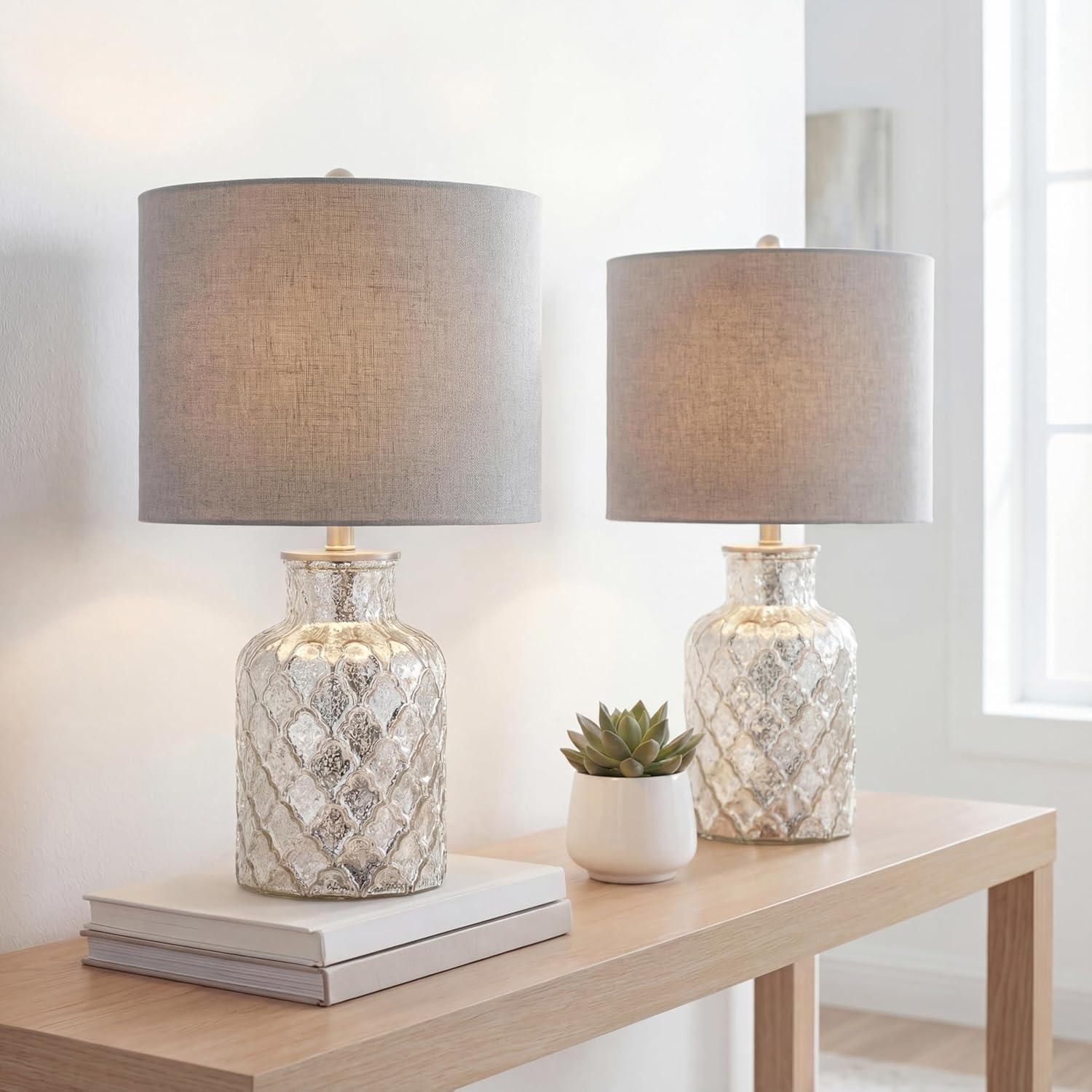 JONATHAN Y Alvord Glass Table Lamp Set of 2 - Lamps luxury furniture for sale - Image 4