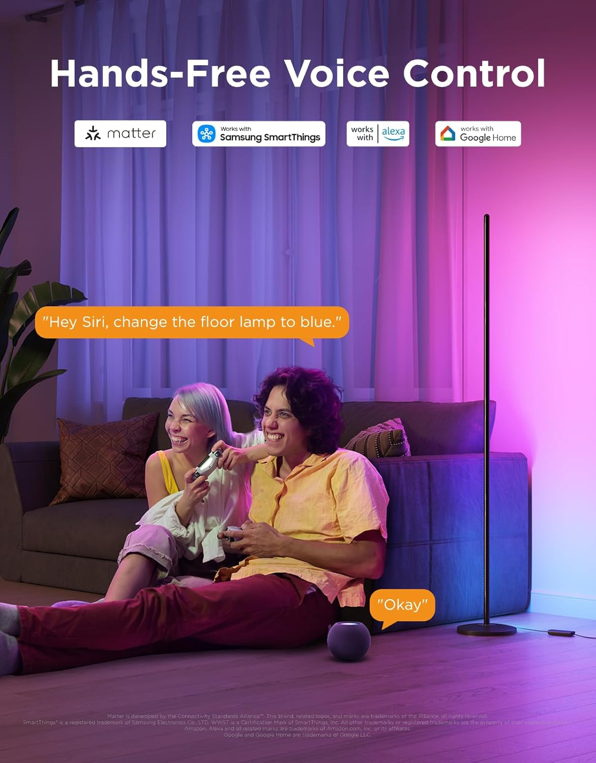 Govee RGBIC Color Changing Smart Floor Lamp - Lamps luxury furniture for sale - Image 4