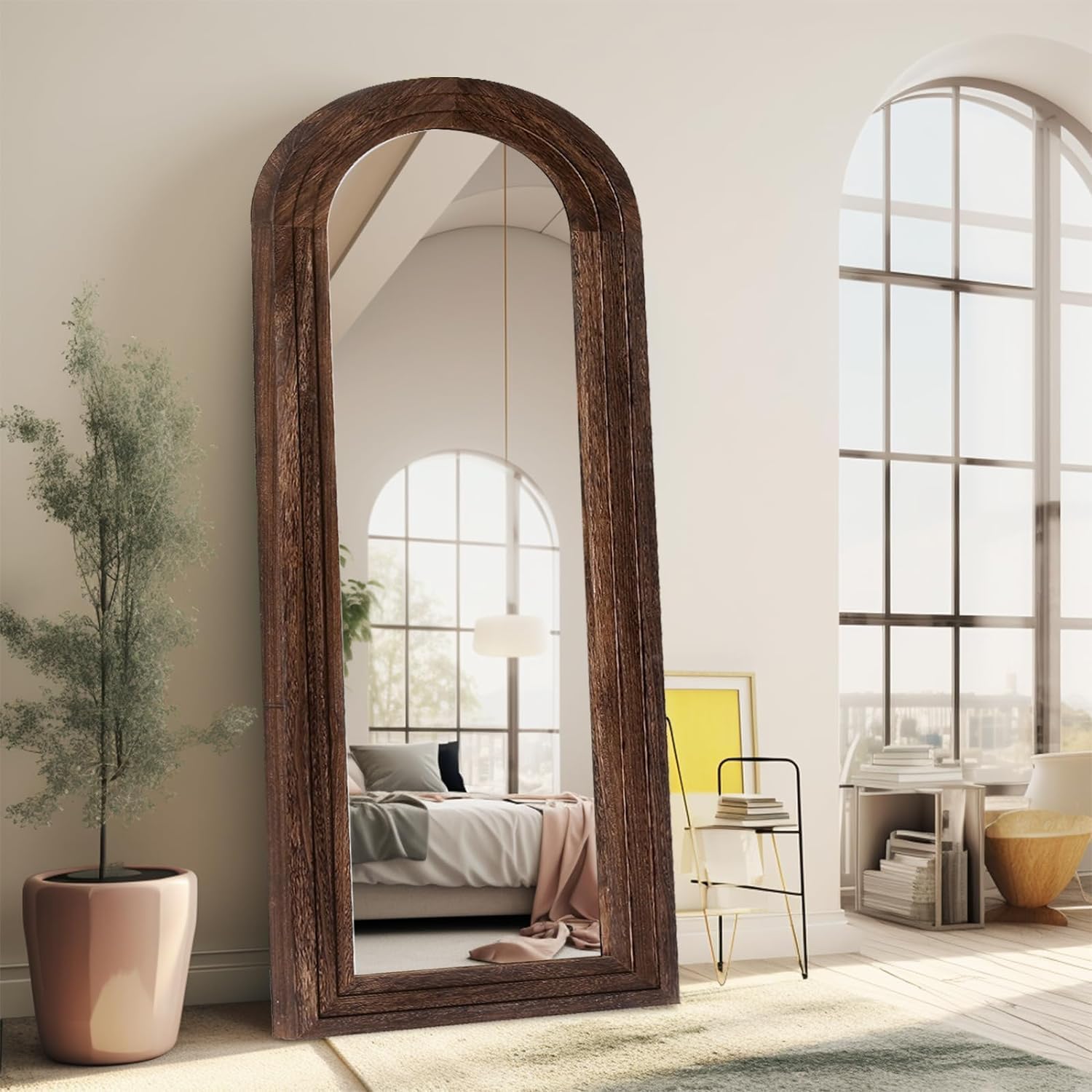 ZHUNFA Arched Solid Wood Full-Length Mirror - Home Decor luxury furniture for sale - Image 4