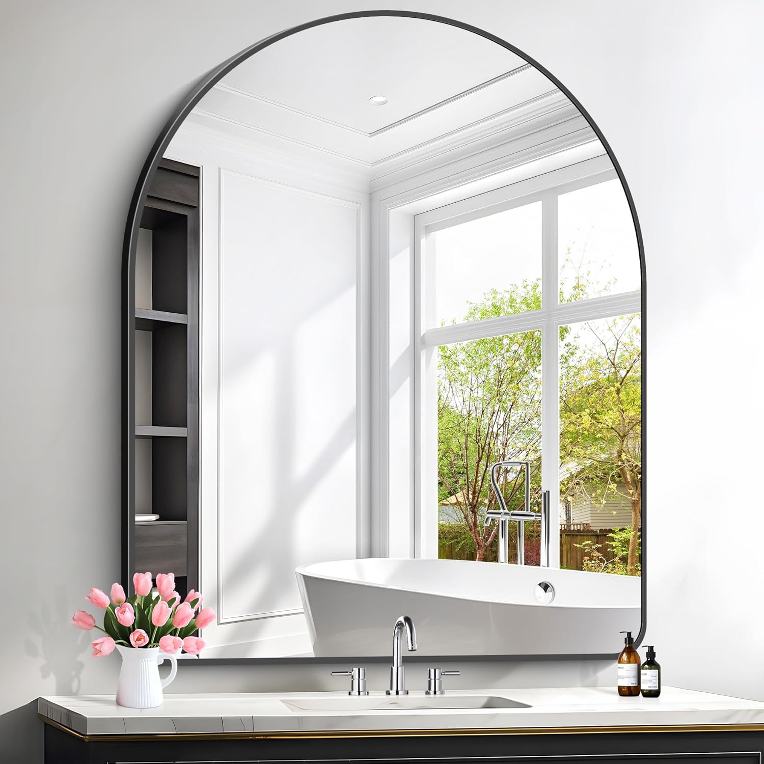 FORBATH Arched Bathroom Wall Mirror