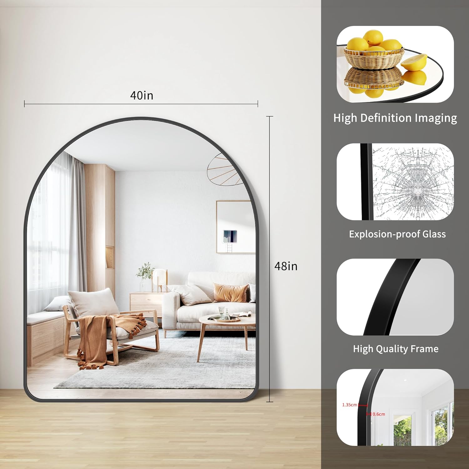 FORBATH Arched Bathroom Wall Mirror - Bath luxury furniture for sale - Image 5
