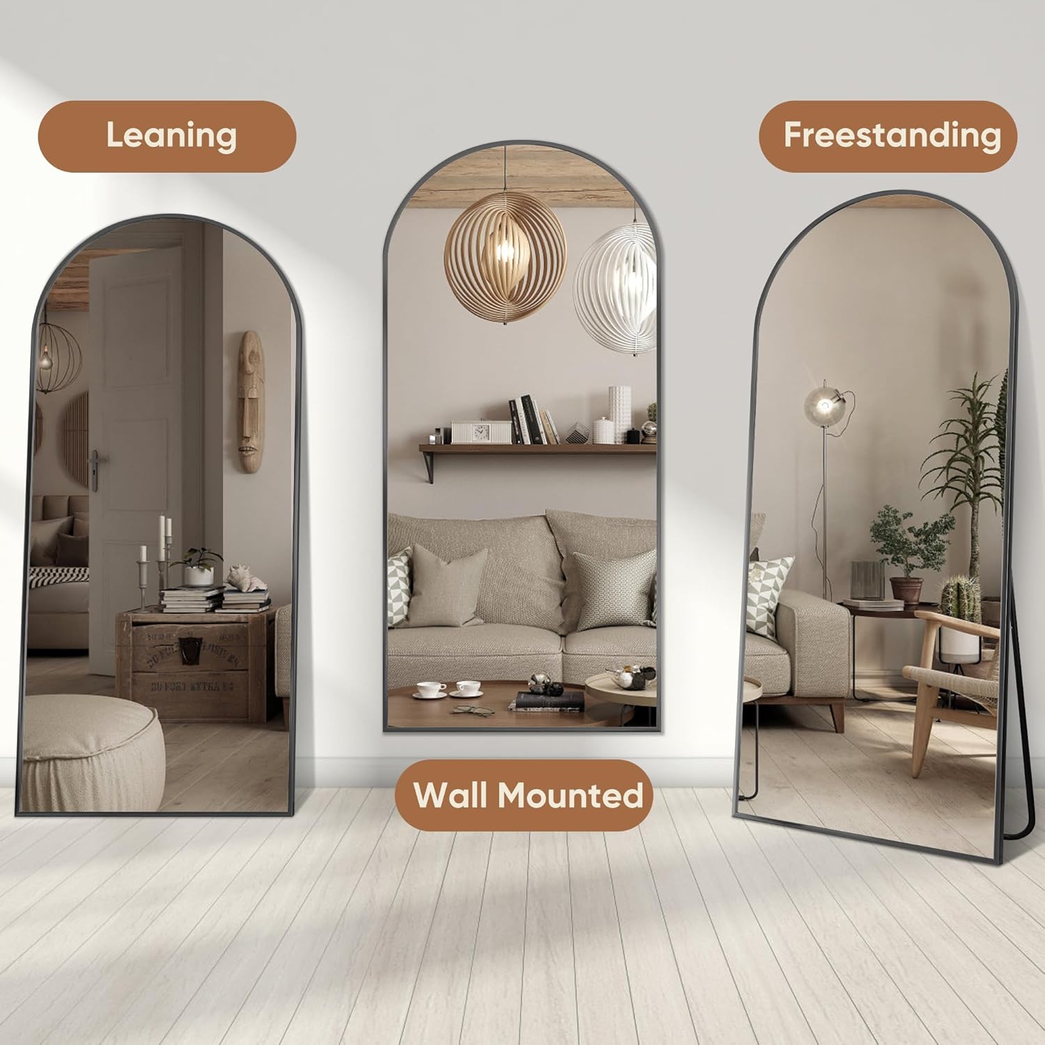 Homsion Arched Full-Length Floor Mirror - Home Decor luxury furniture for sale - Image 3