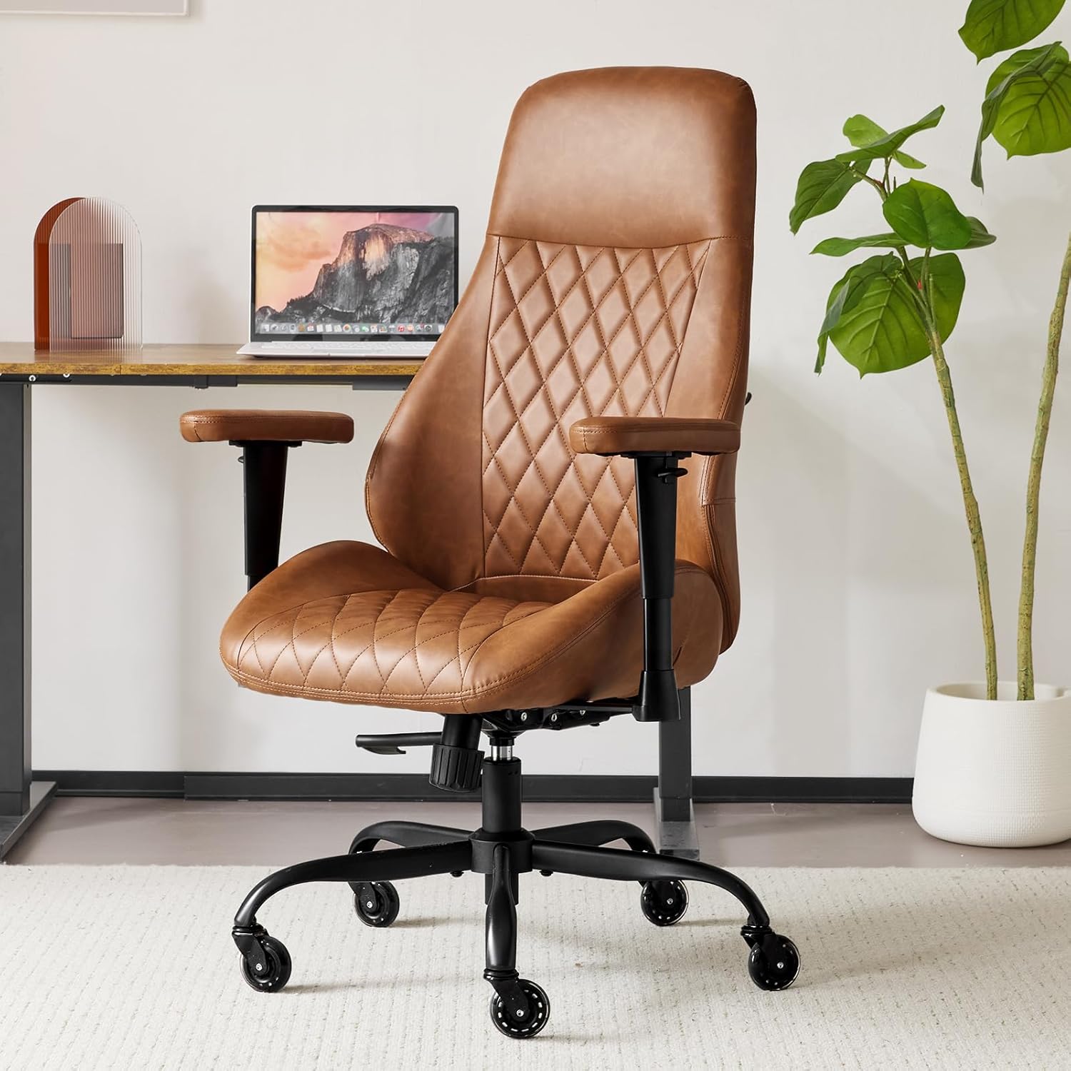 YFO High-Back Ergonomic Leather Office Chair - Office luxury furniture for sale