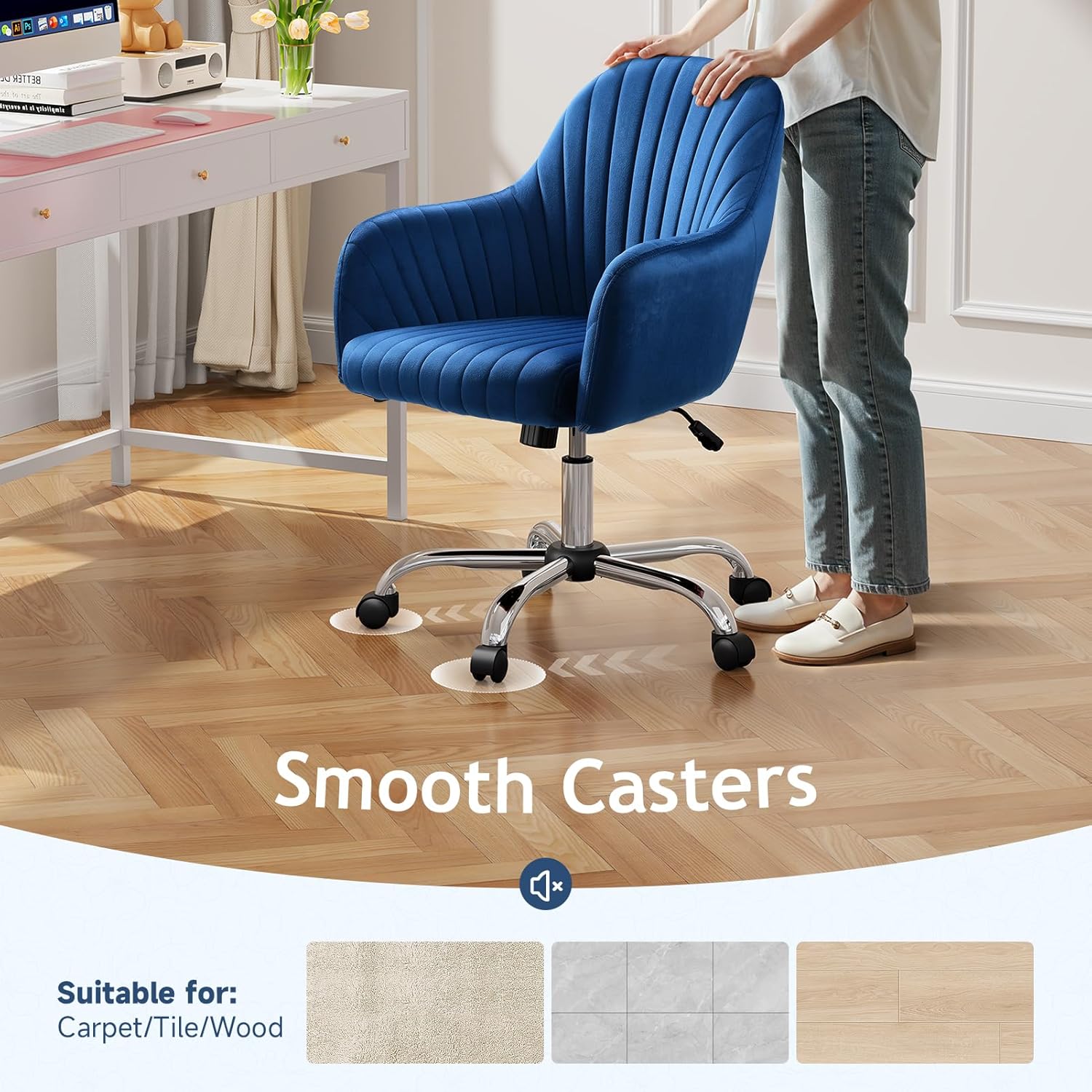 Warmiehomy Velvet Seashell Desk Chair - Office luxury furniture for sale - Image 2