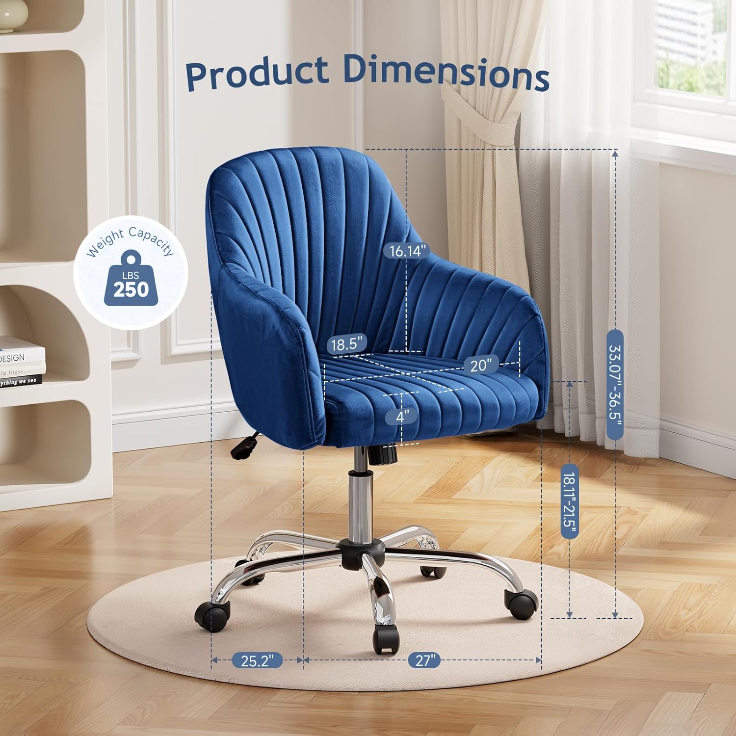 Warmiehomy Velvet Seashell Desk Chair - Office luxury furniture for sale - Image 5