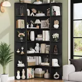 Fotosok 74" 6-Tier Corner Bookshelf - Bookshelves luxury furniture for sale - Thumbnail 1
