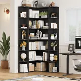 Fotosok 74" 6-Tier Corner Bookshelf - Bookshelves luxury furniture for sale - Thumbnail 2