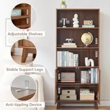 Bifins Mid-Century 5-Tier Wooden Bookshelf - Bookshelves luxury furniture for sale - Thumbnail 3