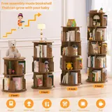 Aheaplus 5-Tier Rustic Spinning Bookshelf - Bookshelves luxury furniture for sale - Thumbnail 4