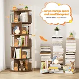 Aheaplus 5-Tier Rustic Spinning Bookshelf - Bookshelves luxury furniture for sale - Thumbnail 5
