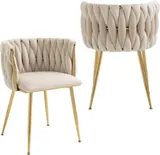Nrizc Velvet Dining Chairs, Set of 2 - Chairs luxury furniture for sale - Thumbnail 1