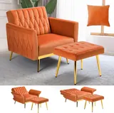 Acmease Velvet Accent Chair with Ottoman - Chairs luxury furniture for sale - Thumbnail 2