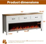 BVIUNTWO 65" Modern TV Stand with Electric Fireplace - Entertainment Centers luxury furniture for sale - Thumbnail 5