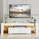 Modern Jummico TV Stand with LED Lights and Drawers - Entertainment Centers luxury furniture for sale - Thumbnail 2