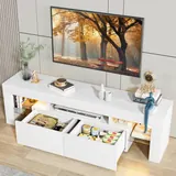 Modern Jummico TV Stand with LED Lights and Drawers - Entertainment Centers luxury furniture for sale - Thumbnail 3