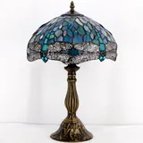 Werfactory Tiffany Style Stained Glass Dragonfly Lamp - Lamps luxury furniture for sale - Thumbnail 1