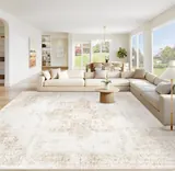 VECARF Beige Medallion Area Rug 8' x 10' - Home Decor luxury furniture for sale - Thumbnail 1