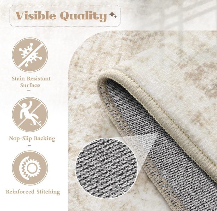 VECARF Beige Medallion Area Rug 8' x 10' - Home Decor luxury furniture for sale - Image 4