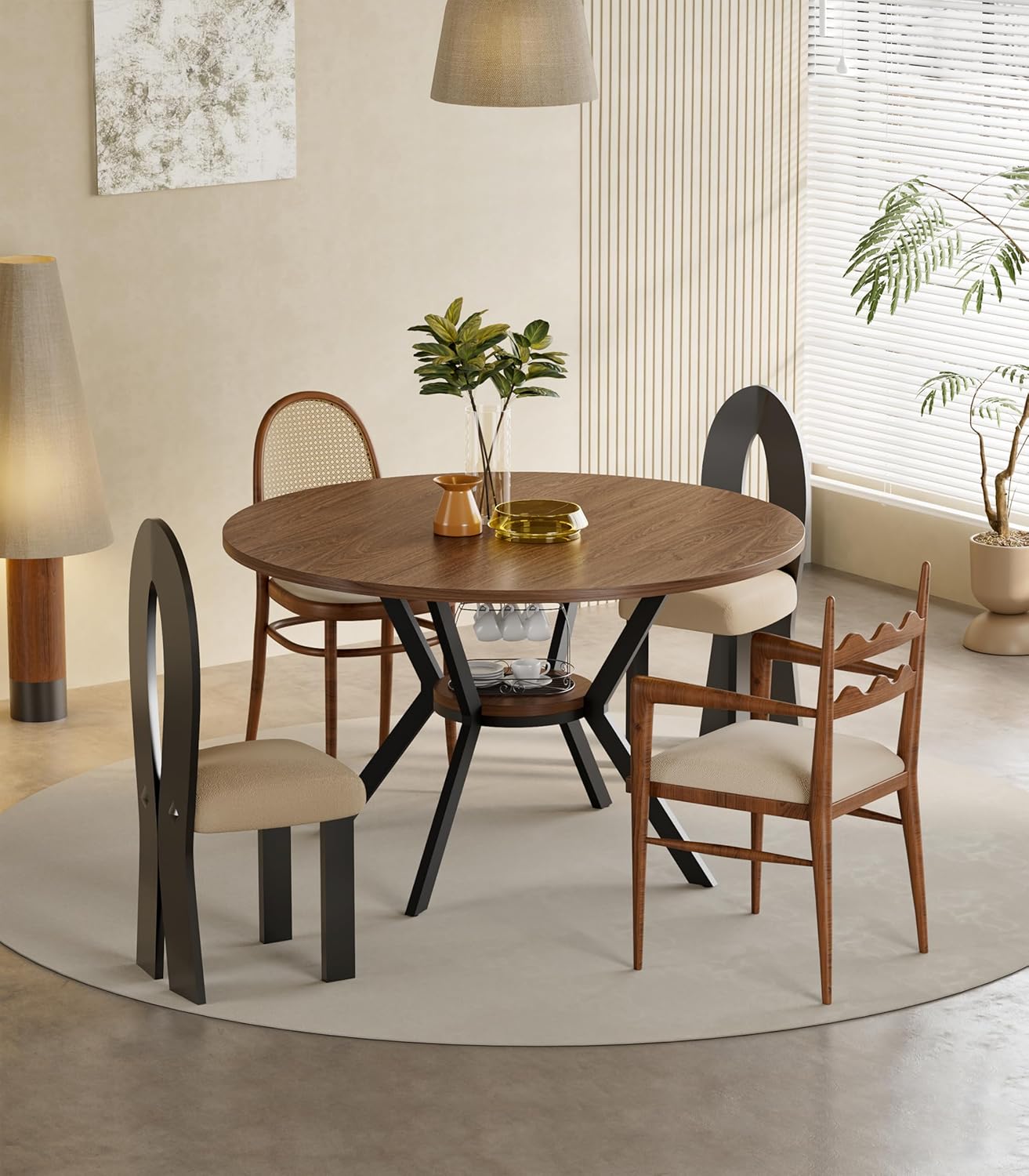 MECHYIN Round Farmhouse Dining Table - Tables luxury furniture for sale - Image 2