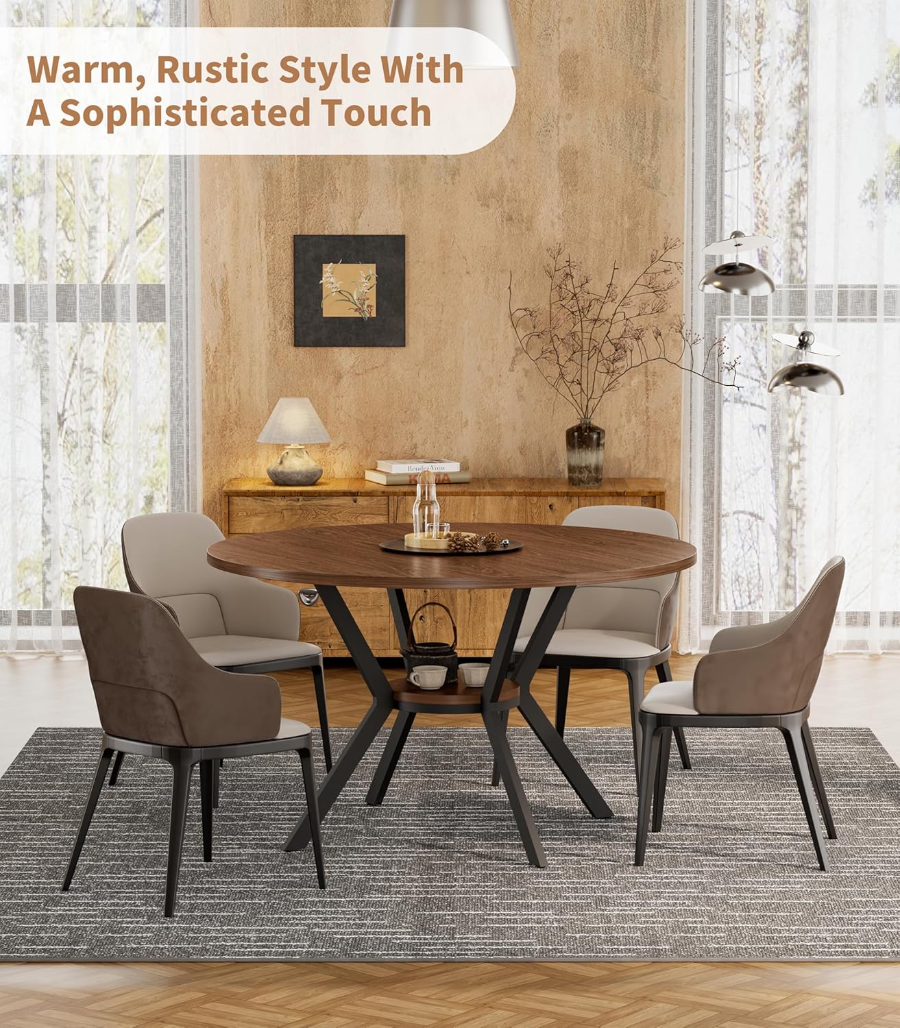 MECHYIN Round Farmhouse Dining Table - Tables luxury furniture for sale - Image 3