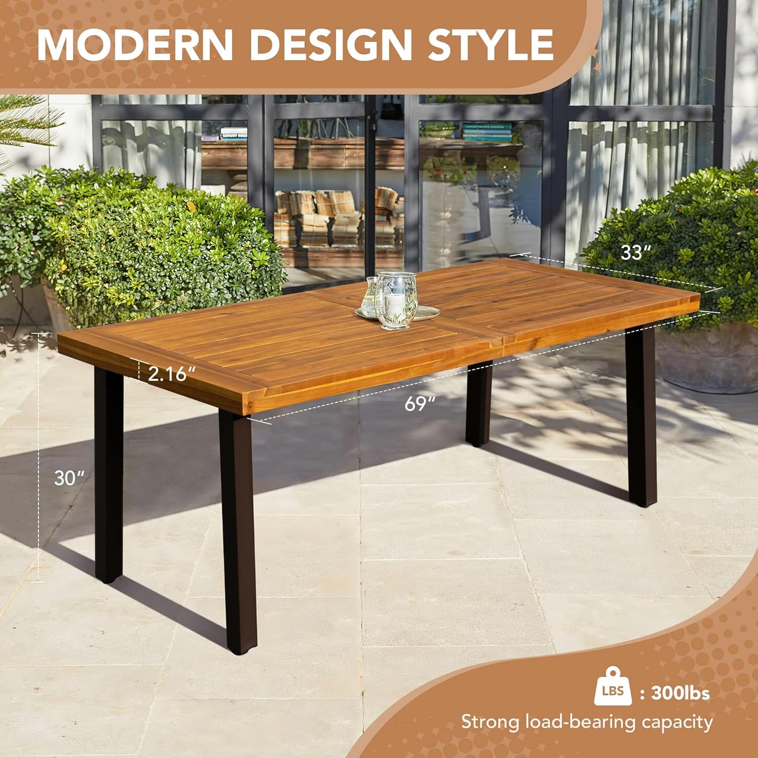 Devoko Acacia Solid Wood 6-Person Dining Table - Tables luxury furniture for sale - Image 3