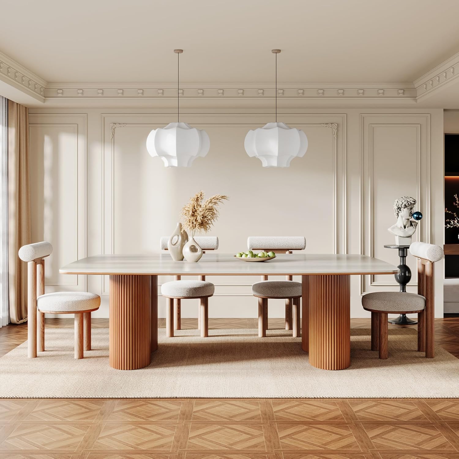 Tribesigns Layered Sintered Stone Dining Table - Tables luxury furniture for sale - Image 2